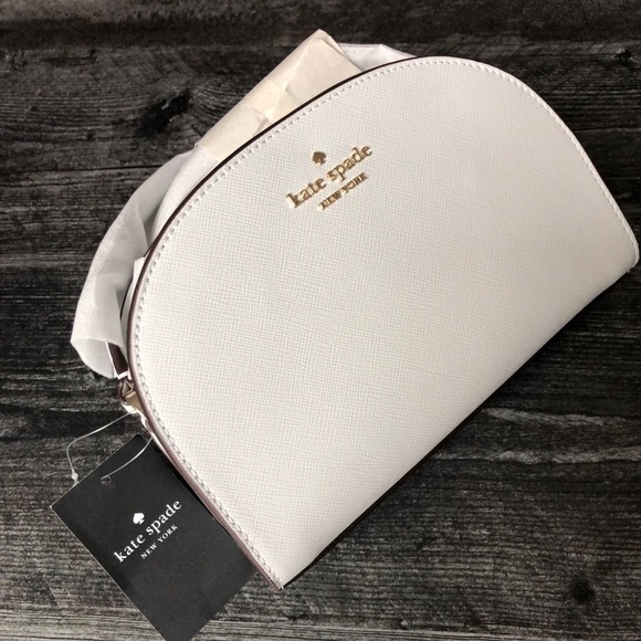 Kate Spade Perry Saffiano Leather Dome Crossbody Stone Path Gray NWT - Picture 1 of 8